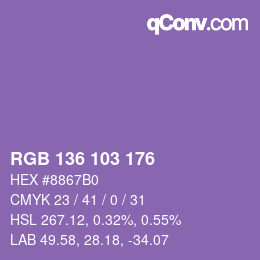 Color code: RGB 136 103 176 | qconv.com