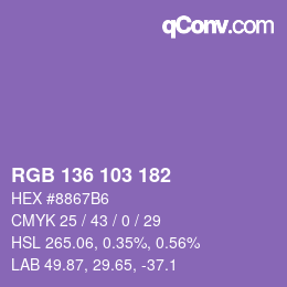 Farbcode: RGB 136 103 182 | qconv.com