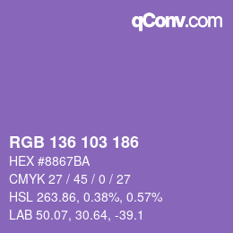 Código de color: RGB 136 103 186 | qconv.com