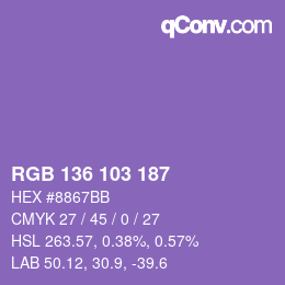 Farbcode: RGB 136 103 187 | qconv.com