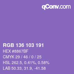 Color code: RGB 136 103 191 | qconv.com