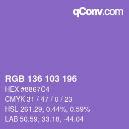Color code: RGB 136 103 196 | qconv.com