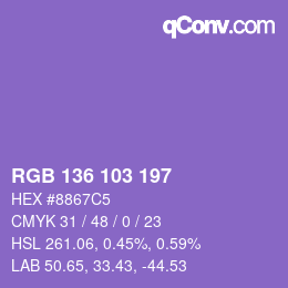 カラーコード: RGB 136 103 197 | qconv.com