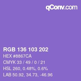 Color code: RGB 136 103 202 | qconv.com