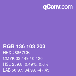 Color code: RGB 136 103 203 | qconv.com