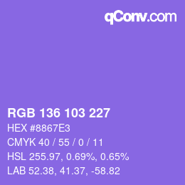 カラーコード: RGB 136 103 227 | qconv.com