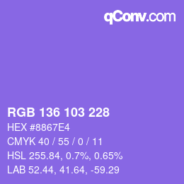 Color code: RGB 136 103 228 | qconv.com