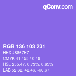 Color code: RGB 136 103 231 | qconv.com