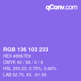 カラーコード: RGB 136 103 233 | qconv.com