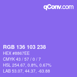 Código de color: RGB 136 103 238 | qconv.com