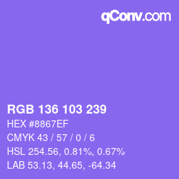 颜色代码: RGB 136 103 239 | qconv.com