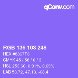 Código de color: RGB 136 103 248 | qconv.com