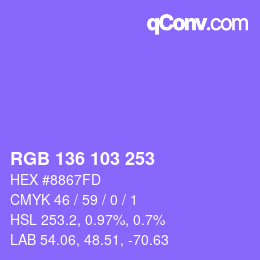 Color code: RGB 136 103 253 | qconv.com