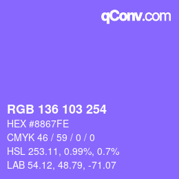颜色代码: RGB 136 103 254 | qconv.com