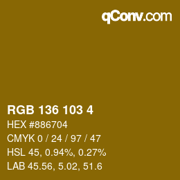 Farbcode: RGB 136 103 4 | qconv.com