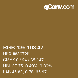 カラーコード: RGB 136 103 47 | qconv.com