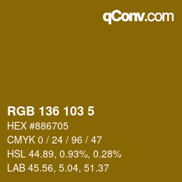 Color code: RGB 136 103 5 | qconv.com