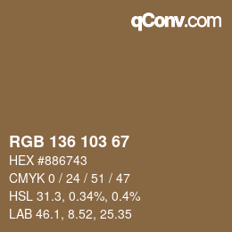 Color code: RGB 136 103 67 | qconv.com