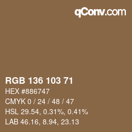 Farbcode: RGB 136 103 71 | qconv.com