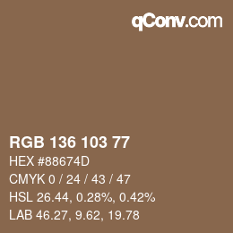 Color code: RGB 136 103 77 | qconv.com