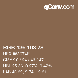 Code couleur: RGB 136 103 78 | qconv.com