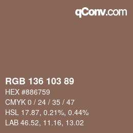 Color code: RGB 136 103 89 | qconv.com