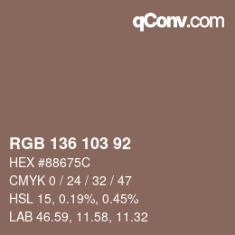 Código de color: RGB 136 103 92 | qconv.com