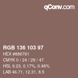 Code couleur: RGB 136 103 97 | qconv.com