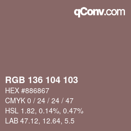 Color code: RGB 136 104 103 | qconv.com
