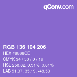 Color code: RGB 136 104 206 | qconv.com
