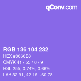 Código de color: RGB 136 104 232 | qconv.com