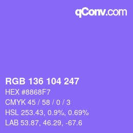 Color code: RGB 136 104 247 | qconv.com