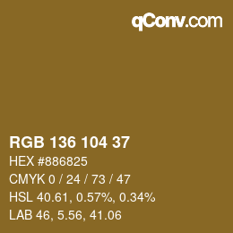 Color code: RGB 136 104 37 | qconv.com