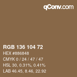 Color code: RGB 136 104 72 | qconv.com