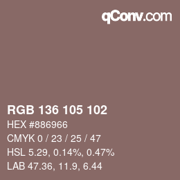 Color code: RGB 136 105 102 | qconv.com