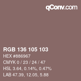 カラーコード: RGB 136 105 103 | qconv.com