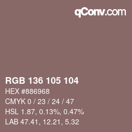 Color code: RGB 136 105 104 | qconv.com
