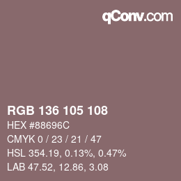 Color code: RGB 136 105 108 | qconv.com