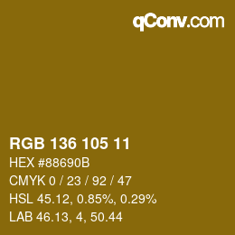 Color code: RGB 136 105 11 | qconv.com