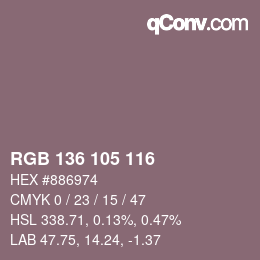 Color code: RGB 136 105 116 | qconv.com