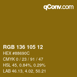 Color code: RGB 136 105 12 | qconv.com