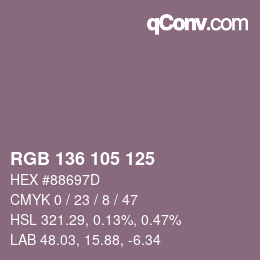 Color code: RGB 136 105 125 | qconv.com