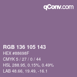 Color code: RGB 136 105 143 | qconv.com
