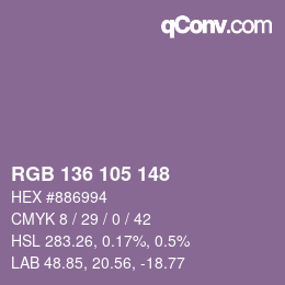 Color code: RGB 136 105 148 | qconv.com