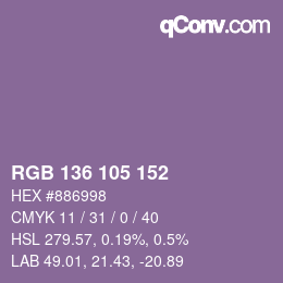 Color code: RGB 136 105 152 | qconv.com