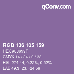 Color code: RGB 136 105 159 | qconv.com