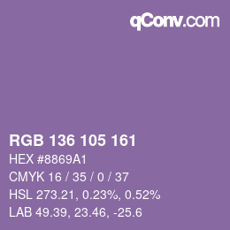 Color code: RGB 136 105 161 | qconv.com