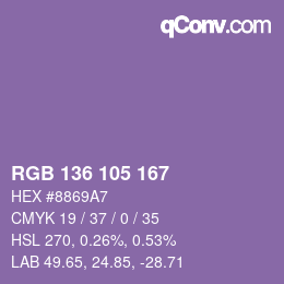 Color code: RGB 136 105 167 | qconv.com