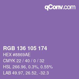 Color code: RGB 136 105 174 | qconv.com