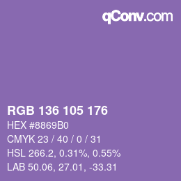 Color code: RGB 136 105 176 | qconv.com